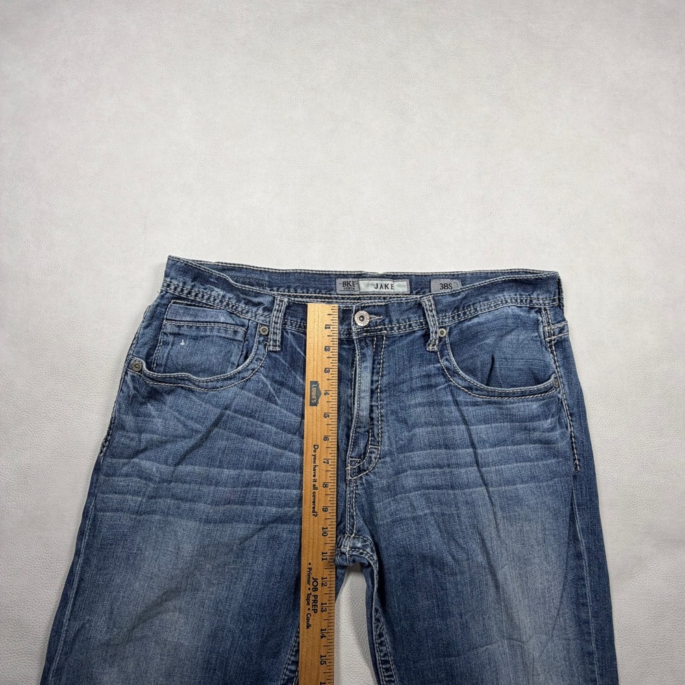 BKE Jake Mens Straight Leg Jeans Blue Medium Wash Stretch Denim 38S 38x28 - Picture 9 of 13